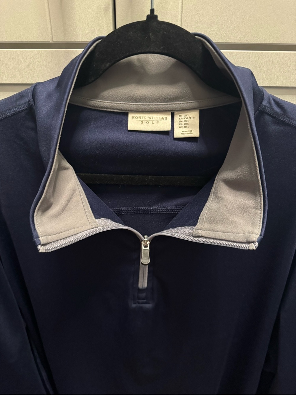 Rorie Whelan Golf Quarter Zip Pullover Navy Blue XXL Performance Pullover Jacket